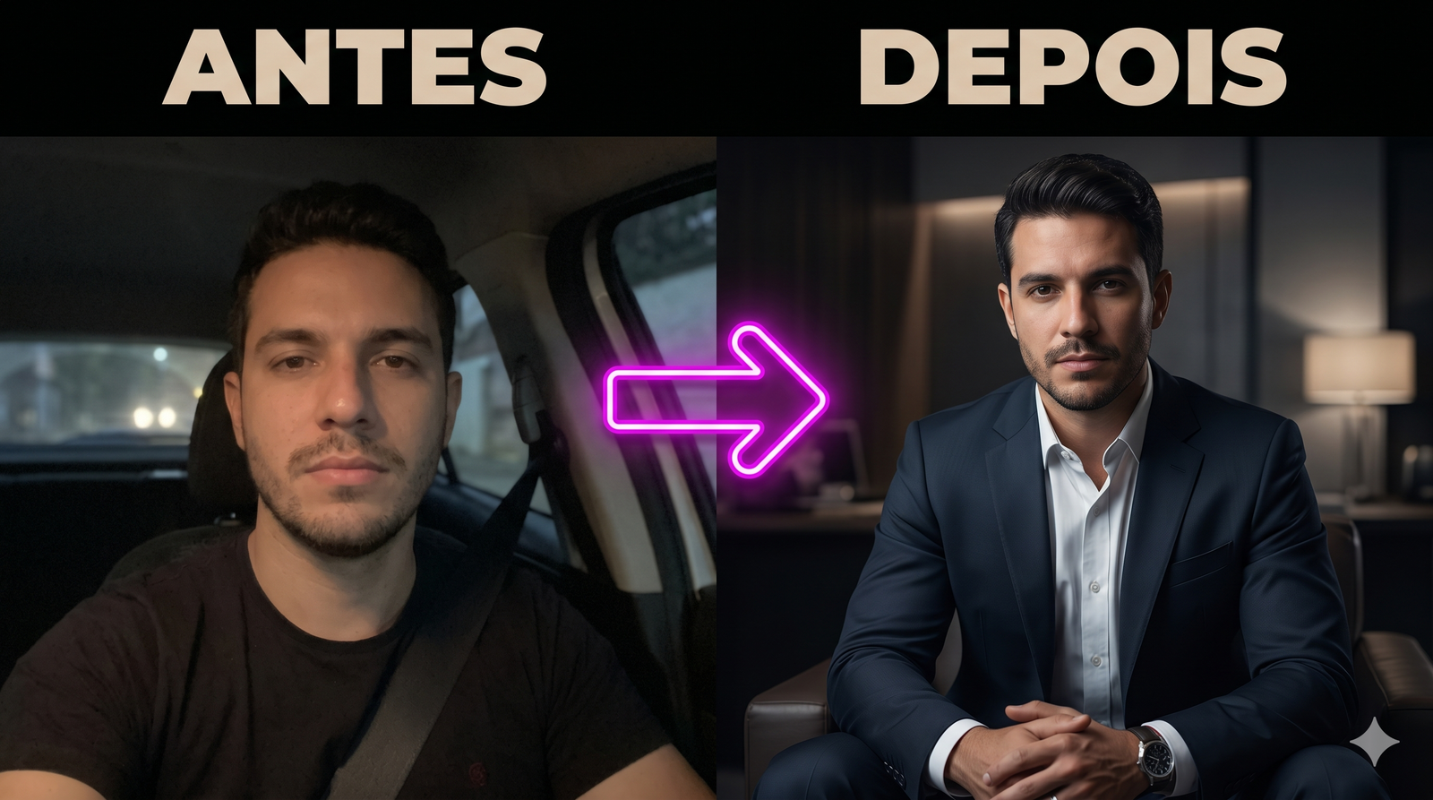 Resultado: foto amadora vs. foto de estúdio gerada